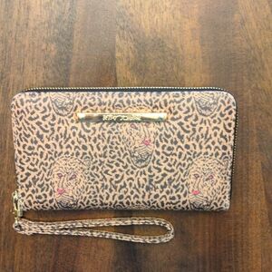 Betsey Johnson Leopard Print Zip-Around Wristlet Wallet